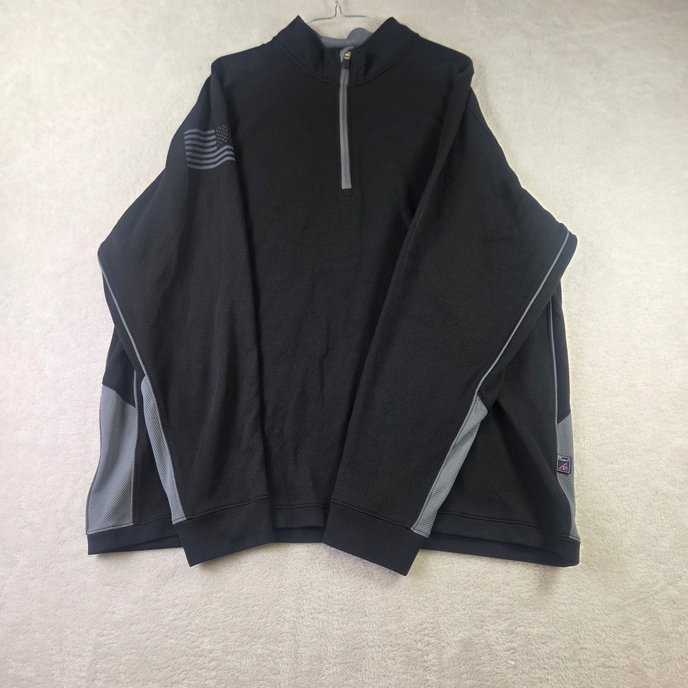 Pro Celebrity Mens Quarter Zip Pullover Black Grey Athletic Golf Shirt XXL